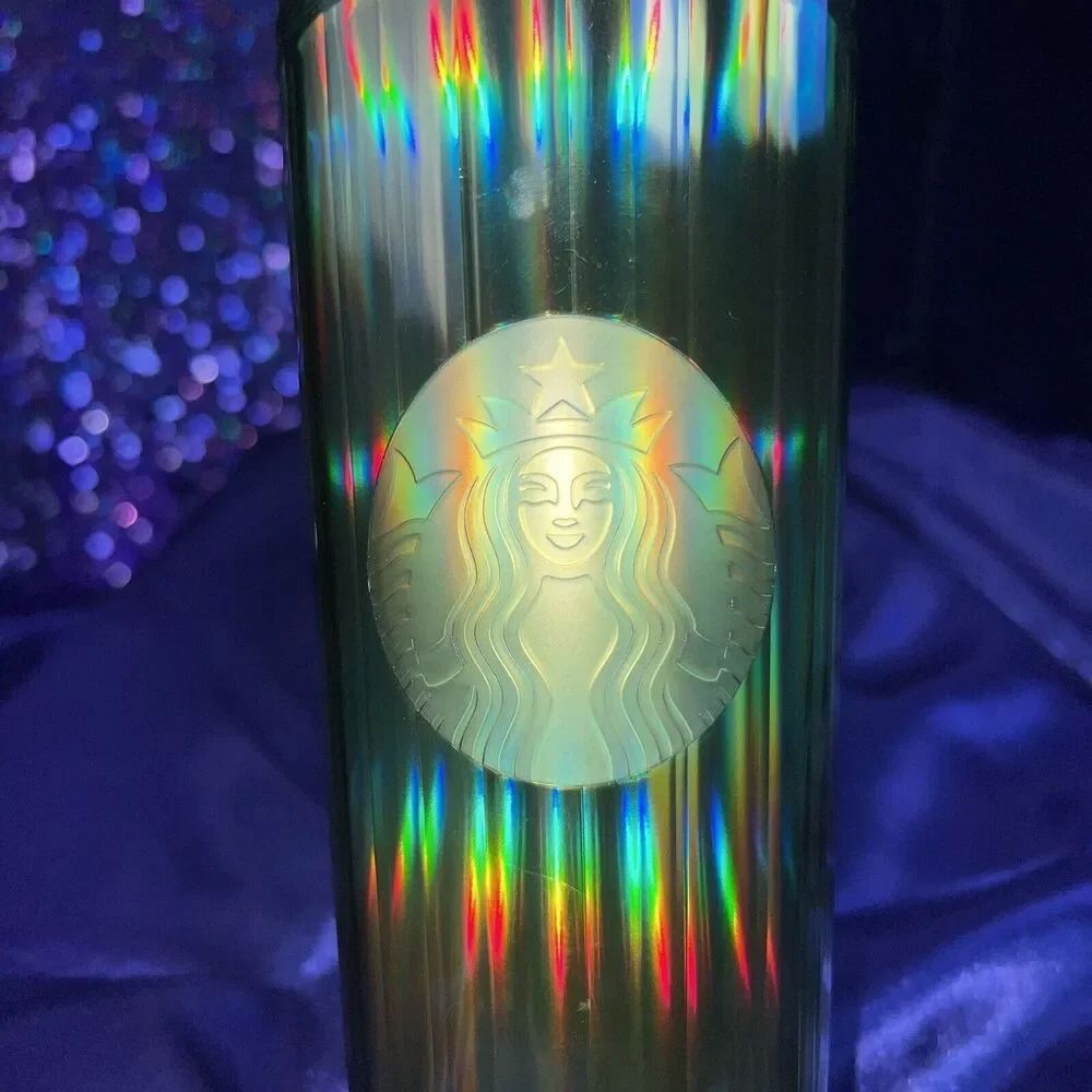 Starbucks Venti 24oz Cold Cup Summer 2023 Tumbler Neon Green Iridescent Dome Lid